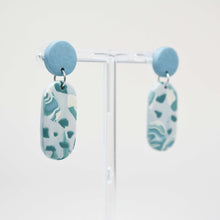 Load image into Gallery viewer, Mary #2 - Metamorphic Collection - Dove Grey and Pale Denim - Drop Earrings