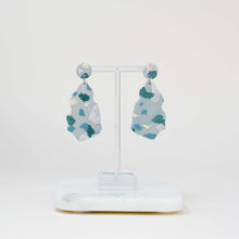 Load image into Gallery viewer, Louise #1 - Fractured Collection - Dove Grey and Muted Teal - Drop Earrings