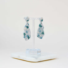 Load image into Gallery viewer, Louise #1 - Fractured Collection - Dove Grey and Muted Teal - Drop Earrings