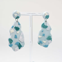 Load image into Gallery viewer, Louise #1 - Fractured Collection - Dove Grey and Muted Teal - Drop Earrings