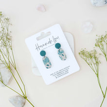 Load image into Gallery viewer, Mary #2 - Metamorphic Collection - Dove Grey and Muted Teal - Drop Earrings