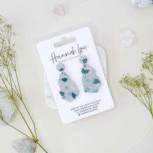 Load image into Gallery viewer, Louise #1 - Fractured Collection - Dove Grey and Muted Teal - Drop Earrings