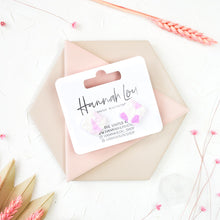 Load image into Gallery viewer, Winifred #2 - Dimpled Torn Collection - White and Many Shades of Violet - Stud Earrings