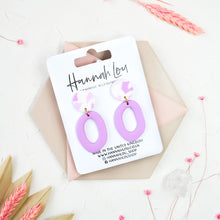 Load image into Gallery viewer, Mabel #1 - Torn Dimpled Collection - White and Lenurple - Drop Earrings