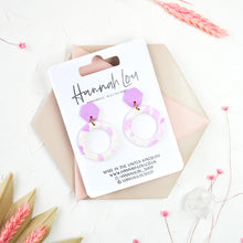 Load image into Gallery viewer, Jane #2 - Torn Dimpled Collection - White and Lenurple - Drop Earrings