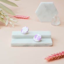 Load image into Gallery viewer, Classic Stud #2 - Dimpled Torn Collection - White and Many Shades of Violet - Stud Earrings