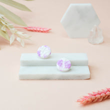 Load image into Gallery viewer, Classic Stud #2 - Dimpled Torn Collection - White and Many Shades of Violet - Stud Earrings