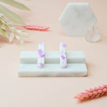 Load image into Gallery viewer, June #1 - Dimpled Torn Collection - White and Many Shades of Lilac - Stud Earrings