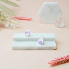 Load image into Gallery viewer, Charlie #1 - Dimpled Torn Collection - White and Many Shades of Violet - Stud Earrings