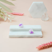 Load image into Gallery viewer, Charlie #1 - Dimpled Torn Collection - White and Many Shades of Violet - Stud Earrings