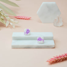 Load image into Gallery viewer, Winifred #1 - Dimpled Torn Collection - White and Many Shades of Violet - Stud Earrings