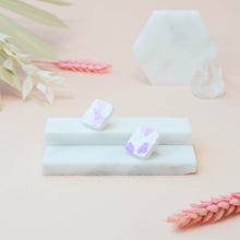 Load image into Gallery viewer, Winifred #2 - Dimpled Torn Collection - White and Many Shades of Violet - Stud Earrings