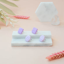Load image into Gallery viewer, Double Stud Pack - Winifred #1 + Florence #2 - Wisteria Powder and Violet Mist - Stud Earrings