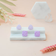 Load image into Gallery viewer, Double Stud Pack - Charlie #1 + Winifred #1 - Violet Mist and Wisteria Powder - Stud Earrings