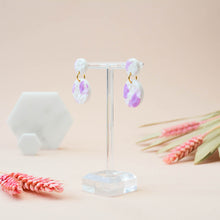 Load image into Gallery viewer, Carol #4 - Torn Dimpled Collection - White and Many Shades of Lilac - Drop Earrings