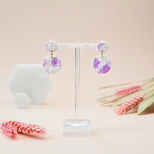 Load image into Gallery viewer, Carol #4 - Torn Dimpled Collection - White and Many Shades of Lilac - Drop Earrings