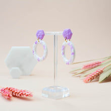 Load image into Gallery viewer, Jane #2 - Torn Dimpled Collection - White and Lenurple - Drop Earrings