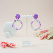 Load image into Gallery viewer, Jane #2 - Torn Dimpled Collection - White and Lenurple - Drop Earrings
