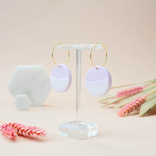 Load image into Gallery viewer, Carol #5 - Torn Collection - Violet Mist and White - Hoop Earrings