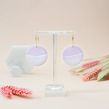 Load image into Gallery viewer, Carol #5 - Torn Collection - Violet Mist and White - Hoop Earrings