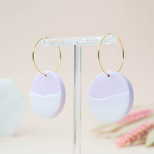 Load image into Gallery viewer, Carol #5 - Torn Collection - Violet Mist and White - Hoop Earrings