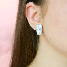 Load image into Gallery viewer, Celia #2 - Meandering Haze Collection - Monochrome - Stud Earrings