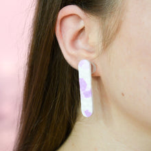 Load image into Gallery viewer, June #1 - Dimpled Torn Collection - White and Many Shades of Lilac - Stud Earrings