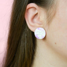 Load image into Gallery viewer, Classic Stud #2 - Dimpled Torn Collection - White and Many Shades of Violet - Stud Earrings