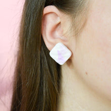 Load image into Gallery viewer, Winifred #2 - Dimpled Torn Collection - White and Many Shades of Violet - Stud Earrings