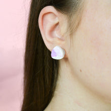 Load image into Gallery viewer, Charlie #1 - Dimpled Torn Collection - White and Many Shades of Violet - Stud Earrings
