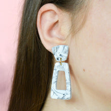 Load image into Gallery viewer, Celia #1 - Meandering Haze Collection - Monochrome - Drop Earrings