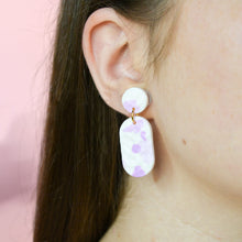 Load image into Gallery viewer, Mary #2 - Torn Dimpled Collection - White and Many Shades of Lilac - Drop Earrings
