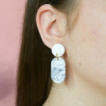 Load image into Gallery viewer, Mary #2 - Meandering Haze Collection - Monochrome - Drop Earrings